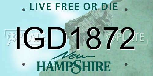 IGD1872 New Hampshire License Plate