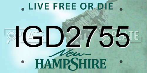 IGD2755 New Hampshire License Plate