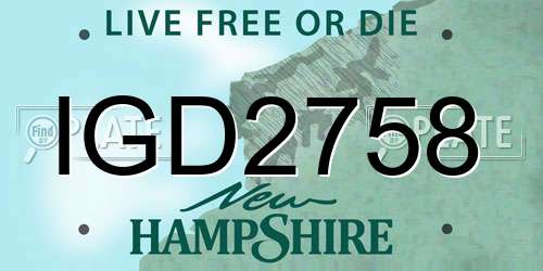 IGD2758 New Hampshire License Plate