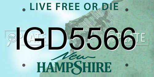IGD5566 New Hampshire License Plate