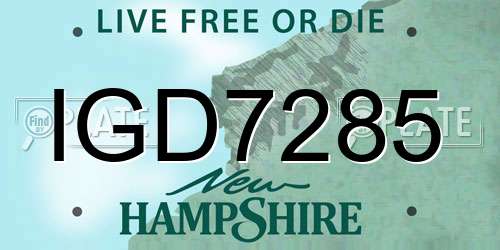IGD7285 New Hampshire License Plate