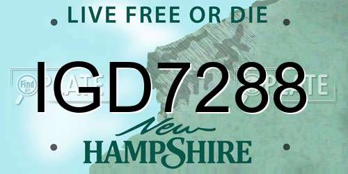 IGD7288 New Hampshire License Plate