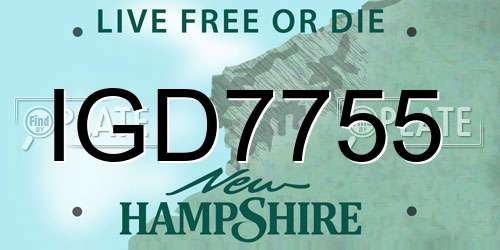 IGD7755 New Hampshire License Plate