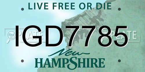 IGD7785 New Hampshire License Plate