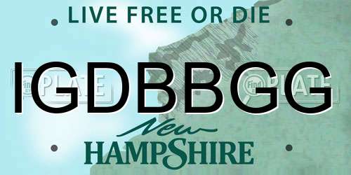 IGDBBGG New Hampshire License Plate