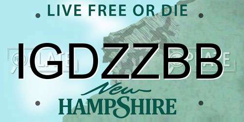 IGDZZBB New Hampshire License Plate