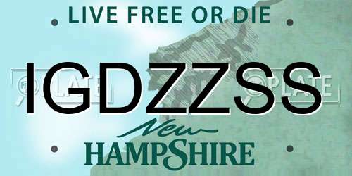 IGDZZSS New Hampshire License Plate