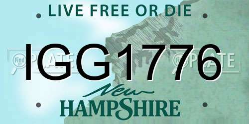 IGG1776 New Hampshire License Plate