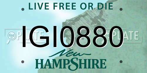 IGI0880 New Hampshire License Plate