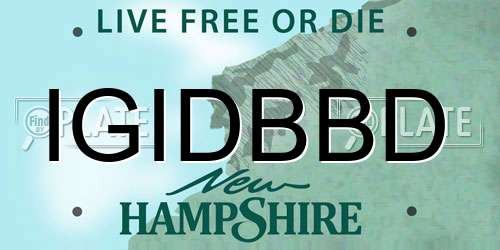 IGIDBBD New Hampshire License Plate