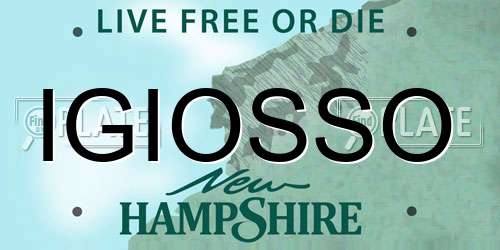 IGIOSSO New Hampshire License Plate