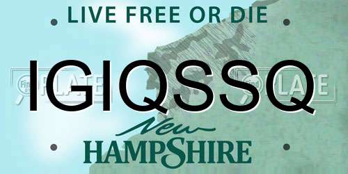 IGIQSSQ New Hampshire License Plate