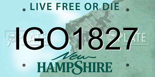IGO1827 New Hampshire License Plate