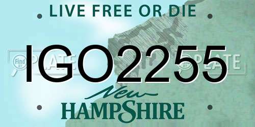 IGO2255 New Hampshire License Plate