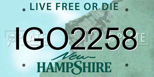 IGO2258 New Hampshire License Plate