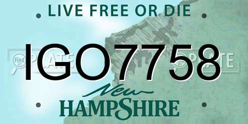 IGO7758 New Hampshire License Plate
