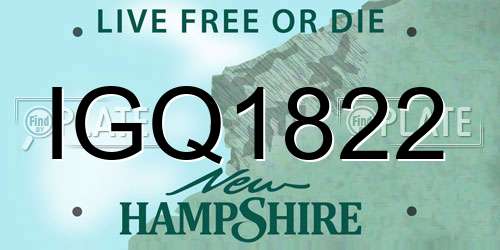 IGQ1822 New Hampshire License Plate