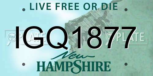 IGQ1877 New Hampshire License Plate