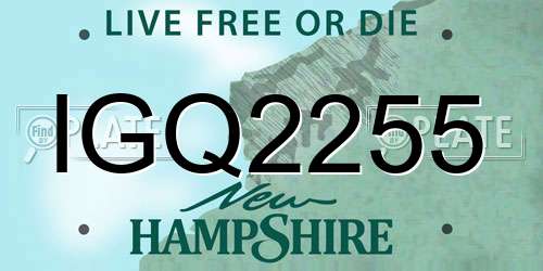 IGQ2255 New Hampshire License Plate