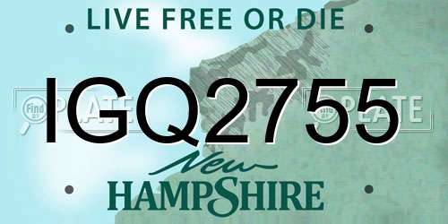 IGQ2755 New Hampshire License Plate