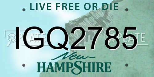 IGQ2785 New Hampshire License Plate