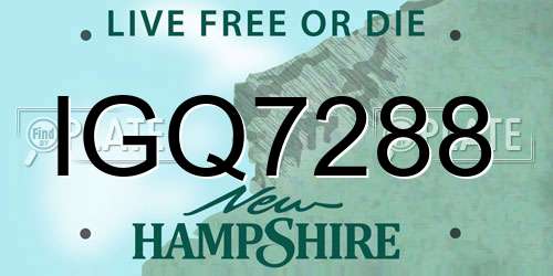 IGQ7288 New Hampshire License Plate