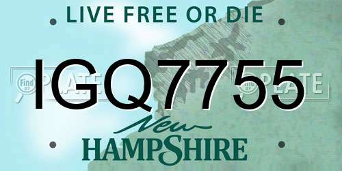 IGQ7755 New Hampshire License Plate