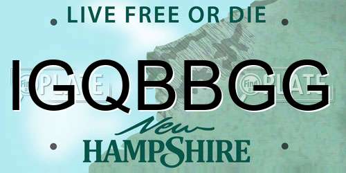 IGQBBGG New Hampshire License Plate
