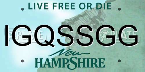 IGQSSGG New Hampshire License Plate