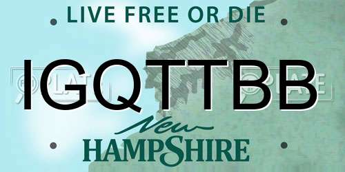 IGQTTBB New Hampshire License Plate