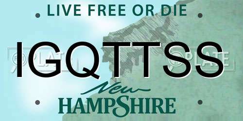 IGQTTSS New Hampshire License Plate