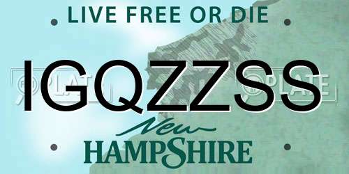 IGQZZSS New Hampshire License Plate