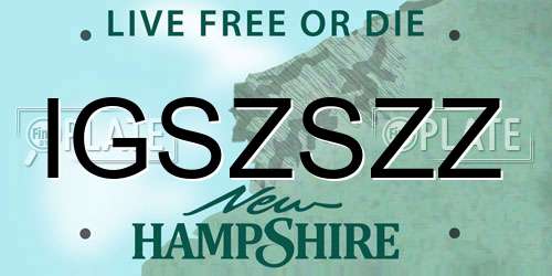 IGSZSZZ New Hampshire License Plate