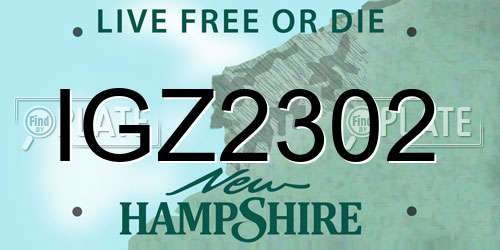 IGZ2302 New Hampshire License Plate