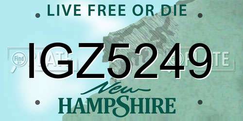 IGZ5249 New Hampshire License Plate