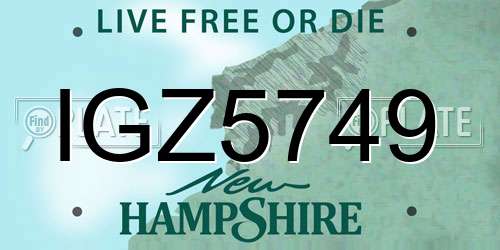 IGZ5749 New Hampshire License Plate