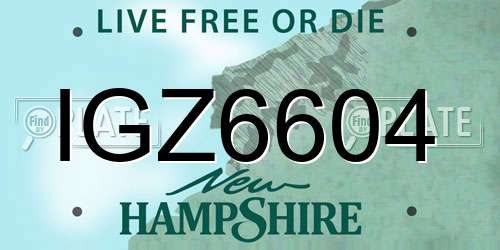 IGZ6604 New Hampshire License Plate
