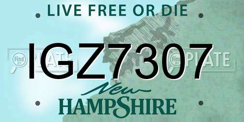 IGZ7307 New Hampshire License Plate