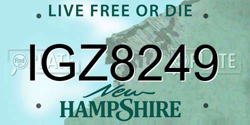 IGZ8249 New Hampshire License Plate