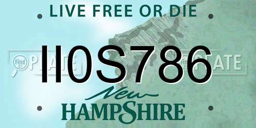II0S786 New Hampshire License Plate