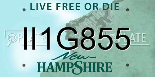 II1G855 New Hampshire License Plate