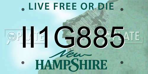 II1G885 New Hampshire License Plate