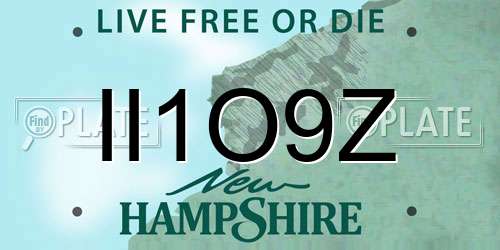 II1O9Z New Hampshire License Plate