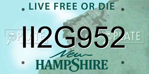 II2G952 New Hampshire License Plate