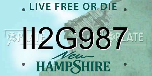 II2G987 New Hampshire License Plate