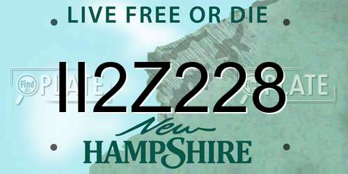 II2Z228 New Hampshire License Plate