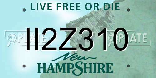 II2Z310 New Hampshire License Plate