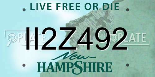 II2Z492 New Hampshire License Plate