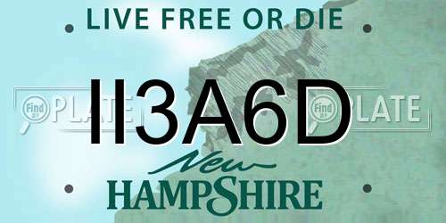 II3A6D New Hampshire License Plate