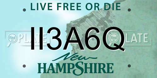 II3A6Q New Hampshire License Plate